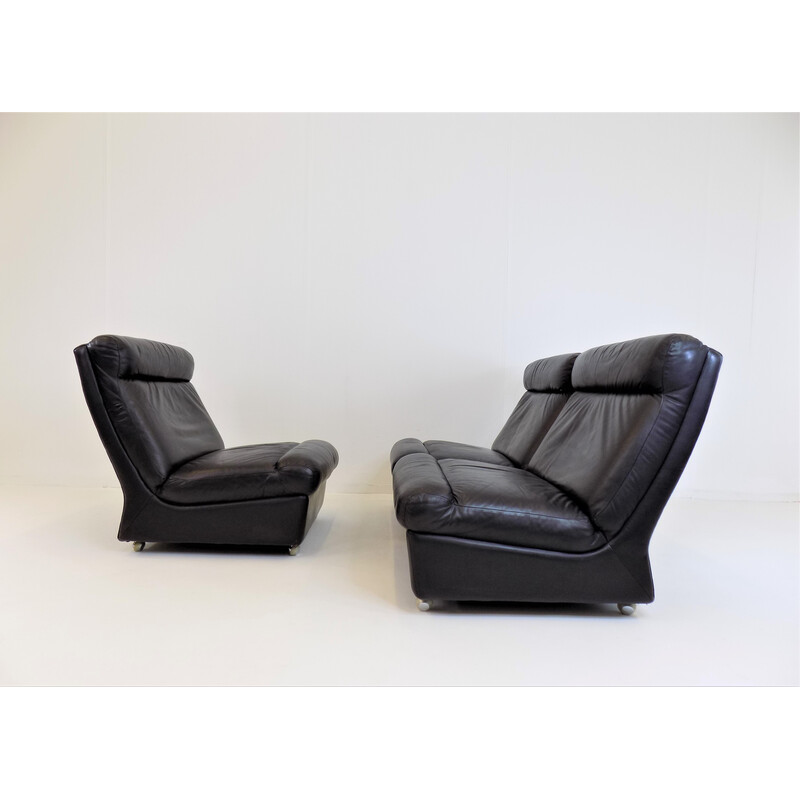 Set of 3 vintage leather armchairs by Carl Straub, 1960