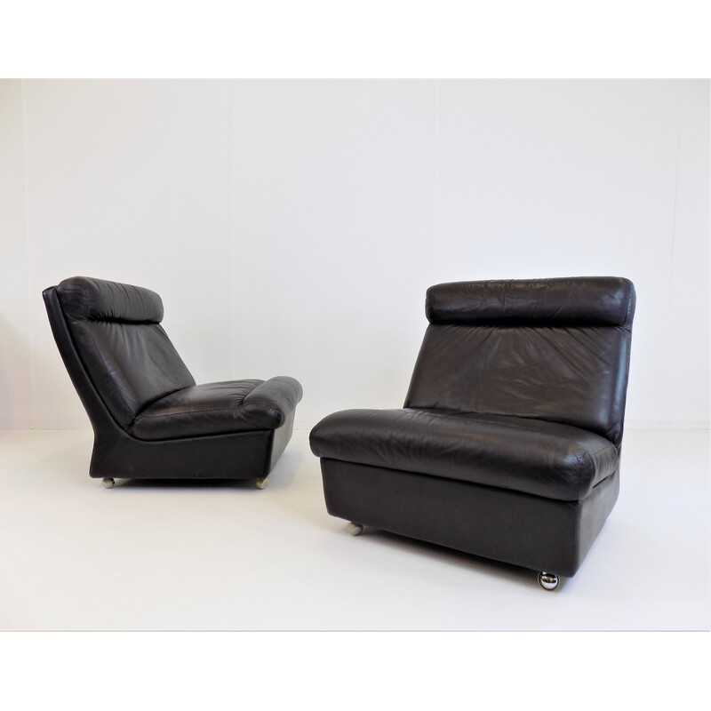 Juego de 3 sillones de cuero vintage de Carl Straub, 1960