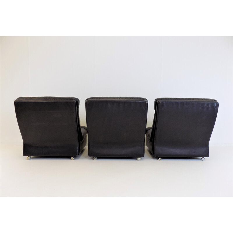 Set of 3 vintage leather armchairs by Carl Straub, 1960