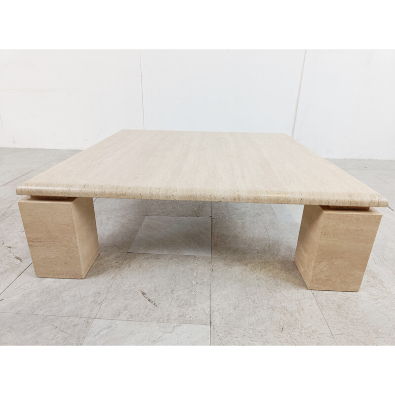 Vintage travertine coffee table, Italy 1970