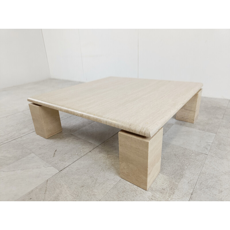 Vintage travertine coffee table, Italy 1970