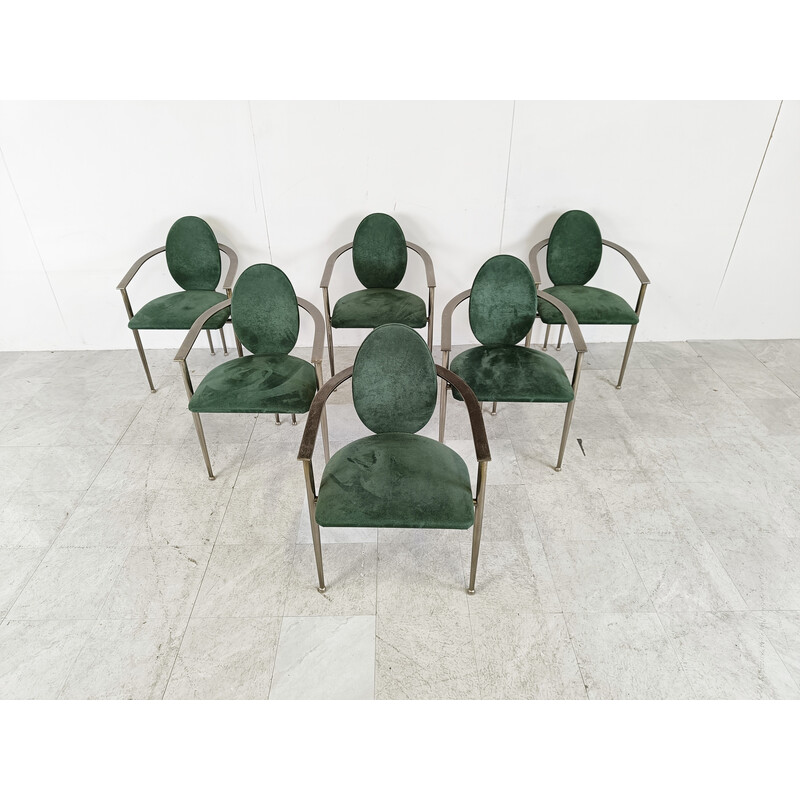 Set of 6 vintage dining chairs by Belgo chrom, 1980s