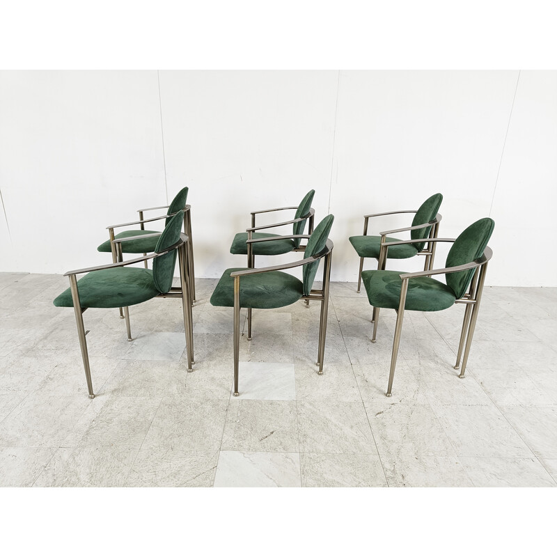 Set of 6 vintage dining chairs by Belgo chrom, 1980s