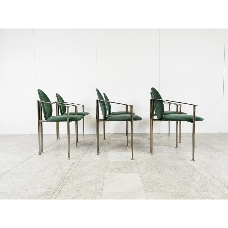 Set of 6 vintage dining chairs by Belgo chrom, 1980s