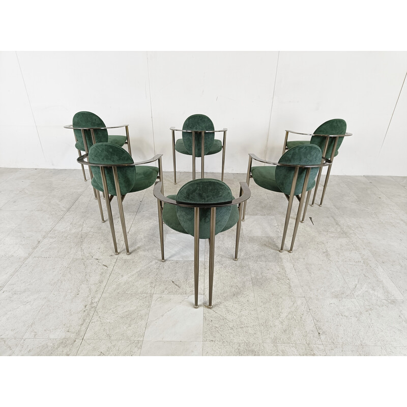 Set of 6 vintage dining chairs by Belgo chrom, 1980s