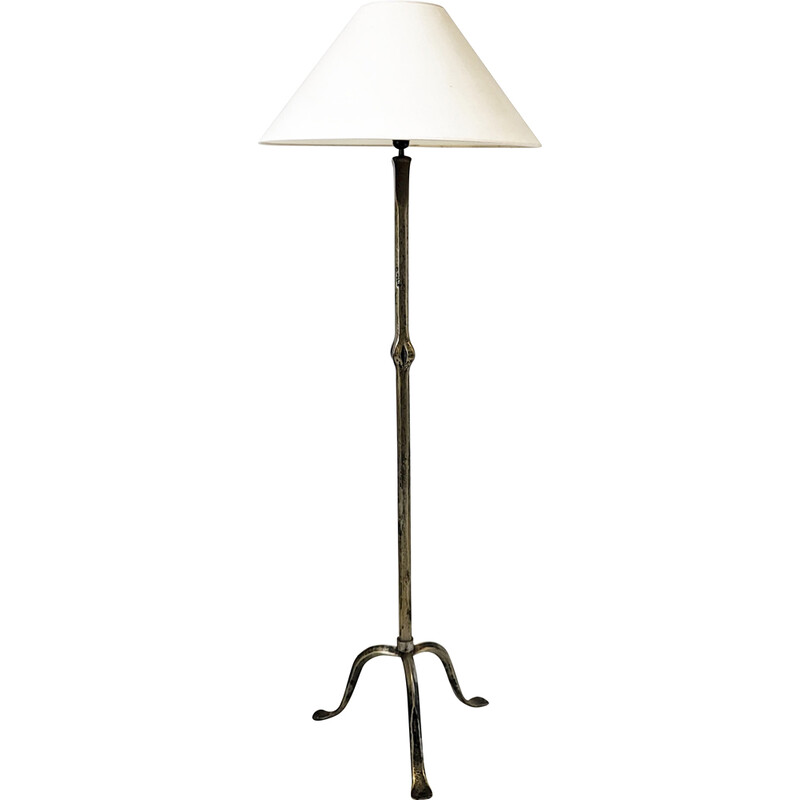 Vintage Brutalist floor lamp in solid bronze, 1970