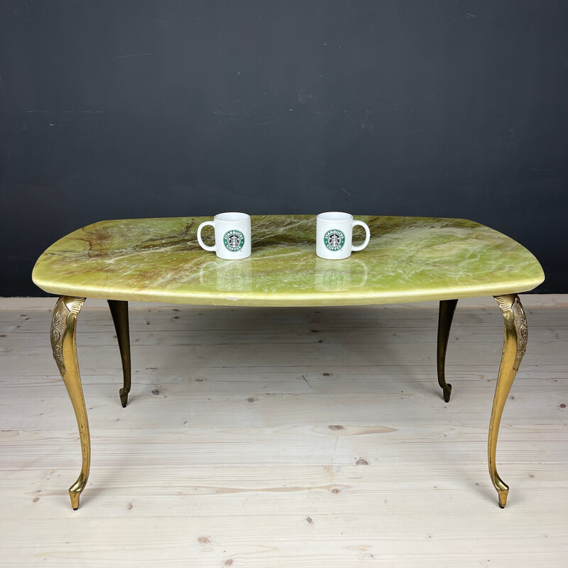 Mid-century green and brown coffee table, Italy 1950s