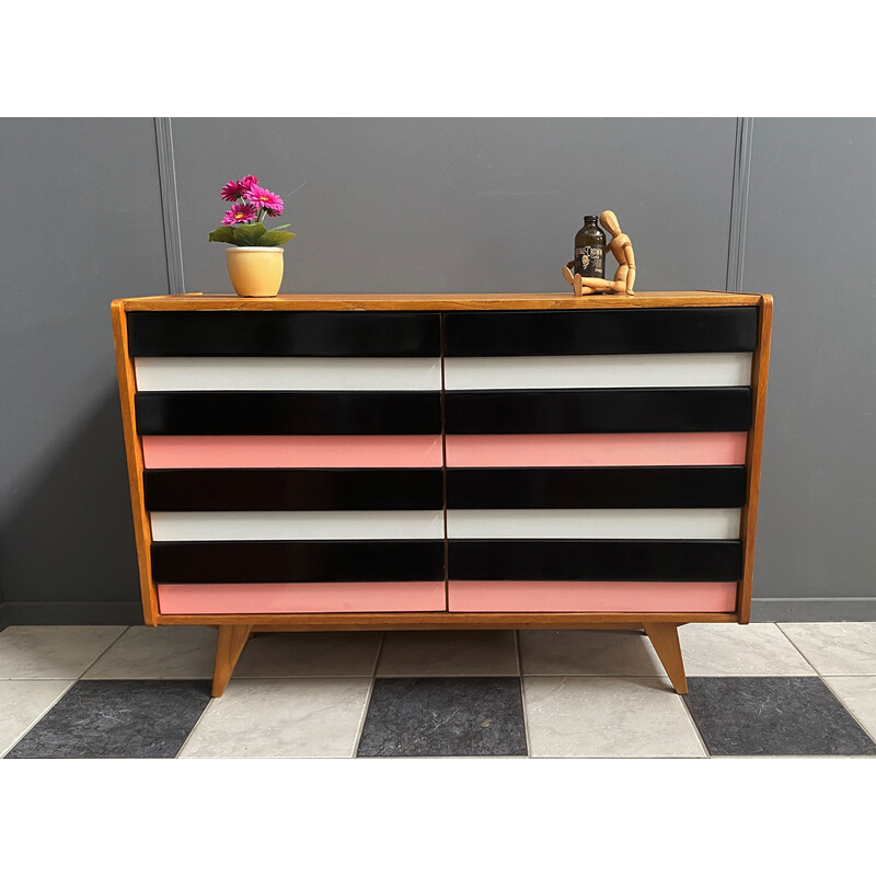 Vintage dressoir in roze en zwart model U450 van Jiri Jiroutek, 1960