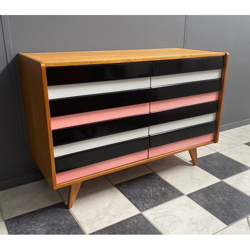 Vintage sideboard in pink and black model U450 by Jiri Jiroutek, 1960s