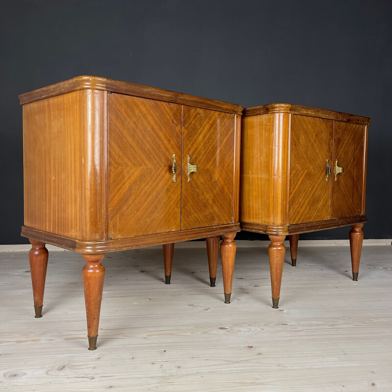 Pair of vintage wood night stands, Italy 1950s