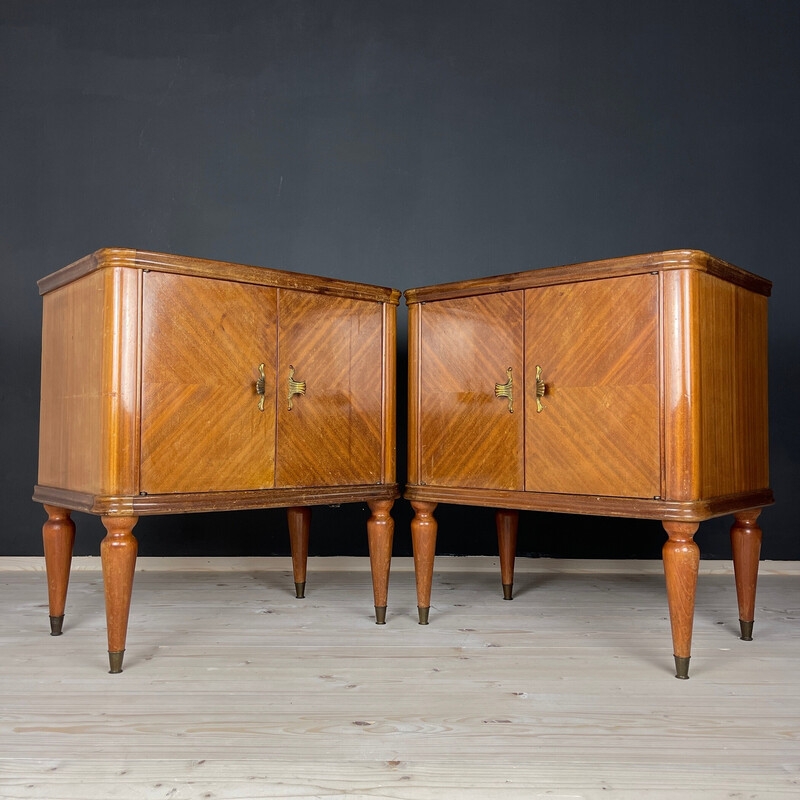 Pair of vintage wood night stands, Italy 1950s