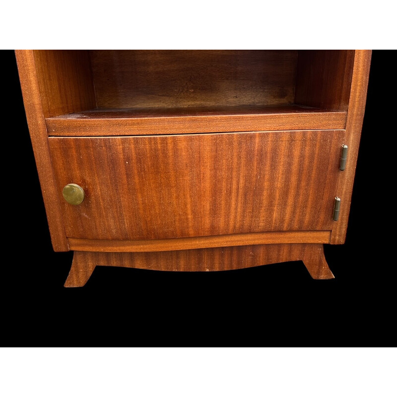 Vintage art deco mahogany and marble night stands, 1930-1940