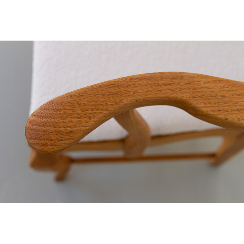 Danish vintage oakwood Razorblade armchair by Henning Kjærnulf for Eg Furniture, 1960s