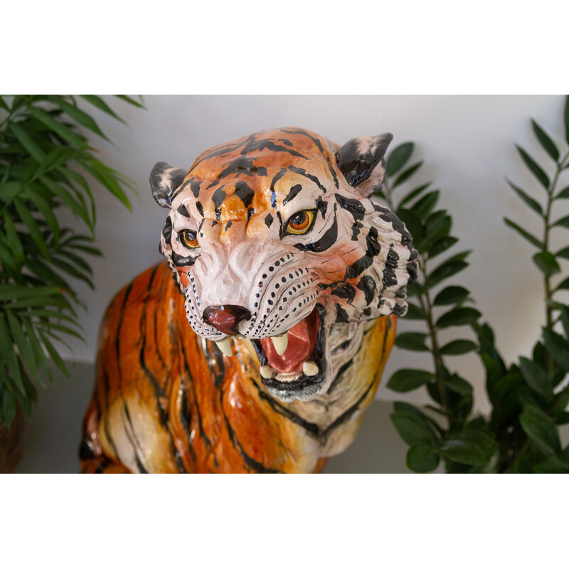 Tigre de cerámica italiano vintage, años 70