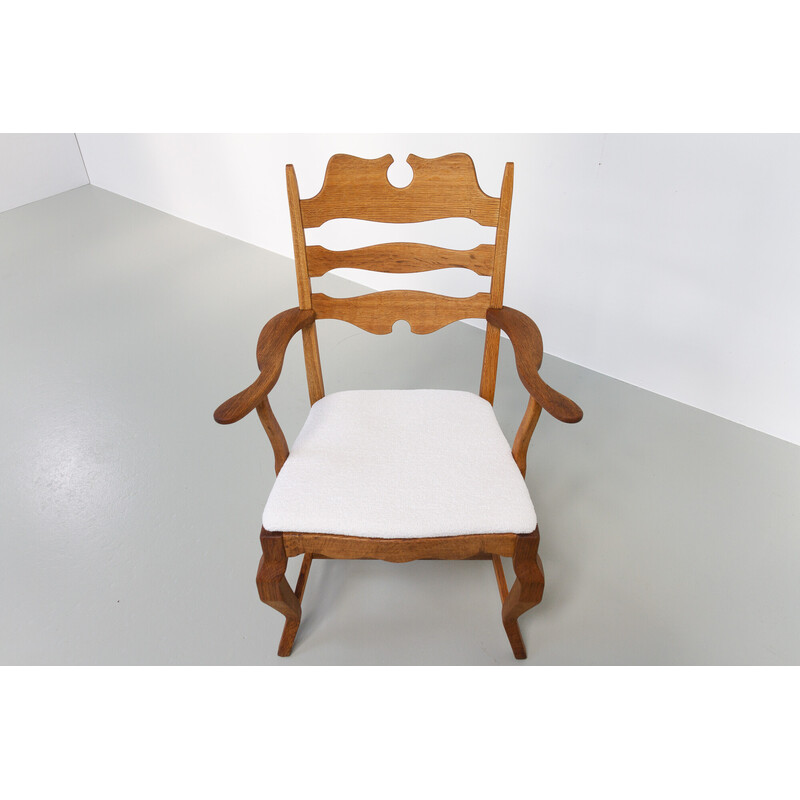 Deense vintage eikenhouten Razorblade fauteuil van Henning Kjærnulf voor Eg Furniture, 1960.