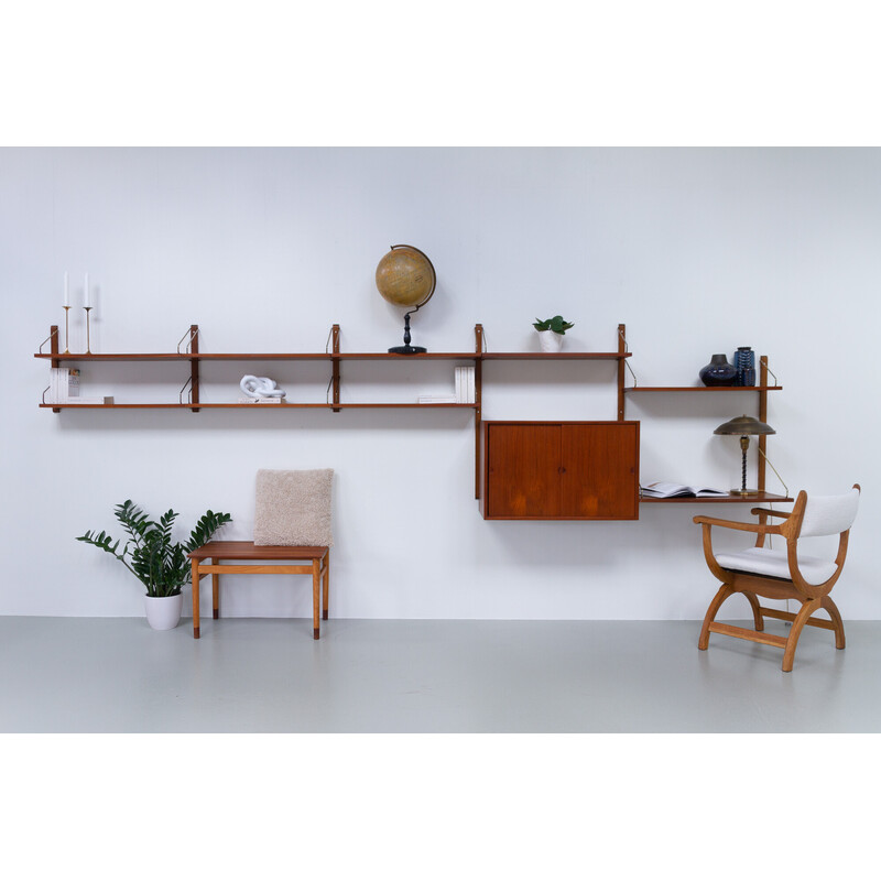 Danish vintage modular teak wall unit by Poul Cadovius for Cado, 1950s