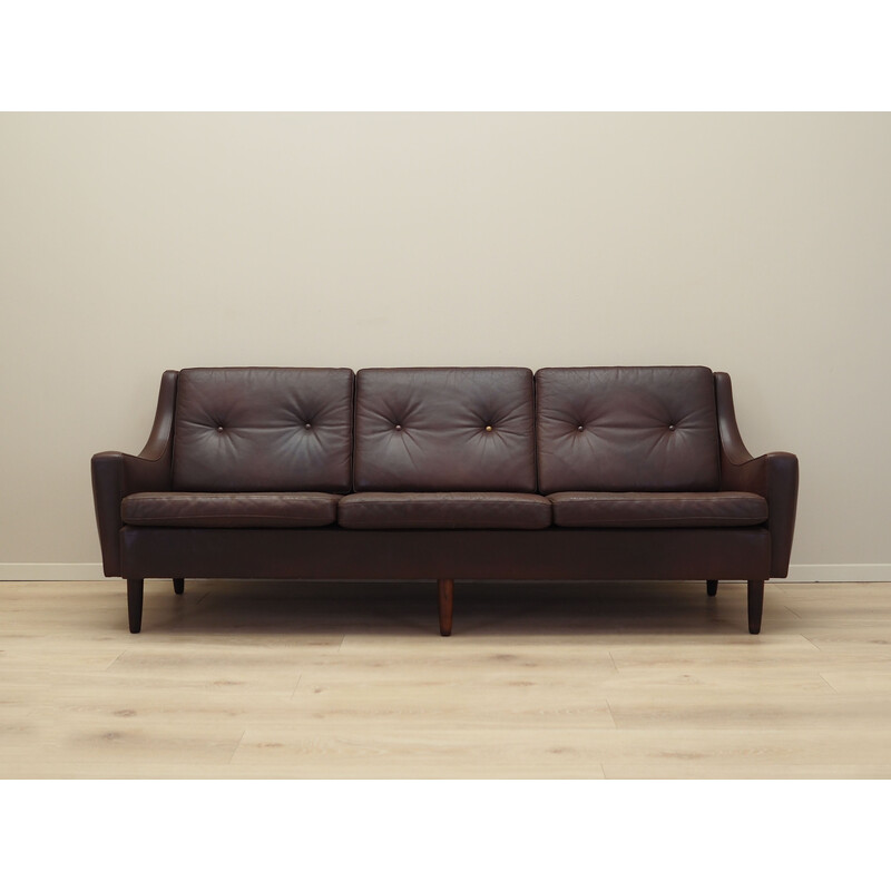 Altes dänisches Sofa aus braunem Leder von Edmund Jørgensen, 1960er Jahre