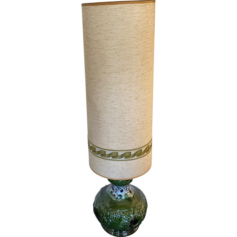 Lampe de sol vintage en céramique verte, 1970