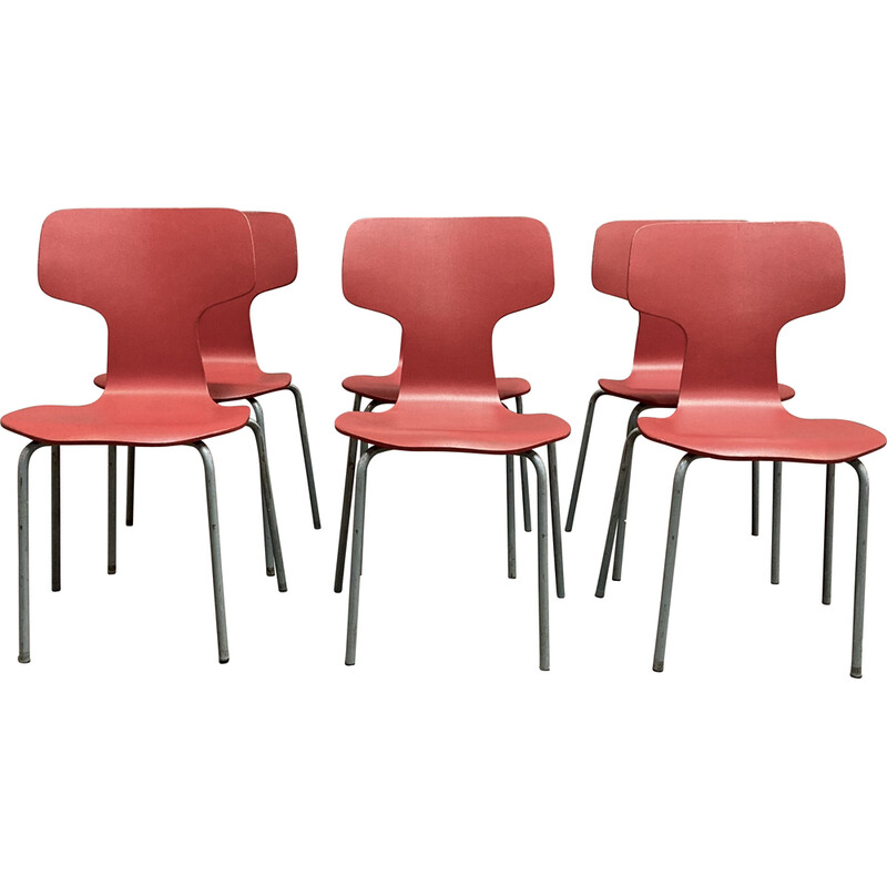 Set of 6 vintage chairs by Arne Jacobsen for Fritz Hansen, 1960