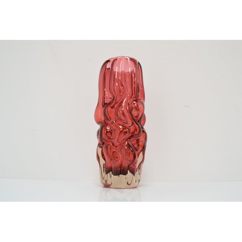 Vintage glass vase by Pavel Hlava for Crystalex Nový Bor, Czechoslovakia 1970s