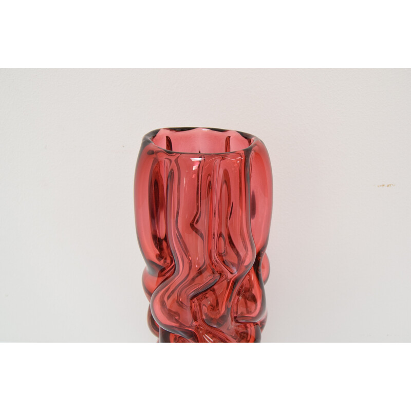 Vintage glass vase by Pavel Hlava for Crystalex Nový Bor, Czechoslovakia 1970s