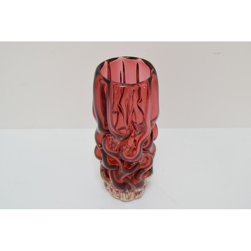 Vintage glass vase by Pavel Hlava for Crystalex Nový Bor, Czechoslovakia 1970s