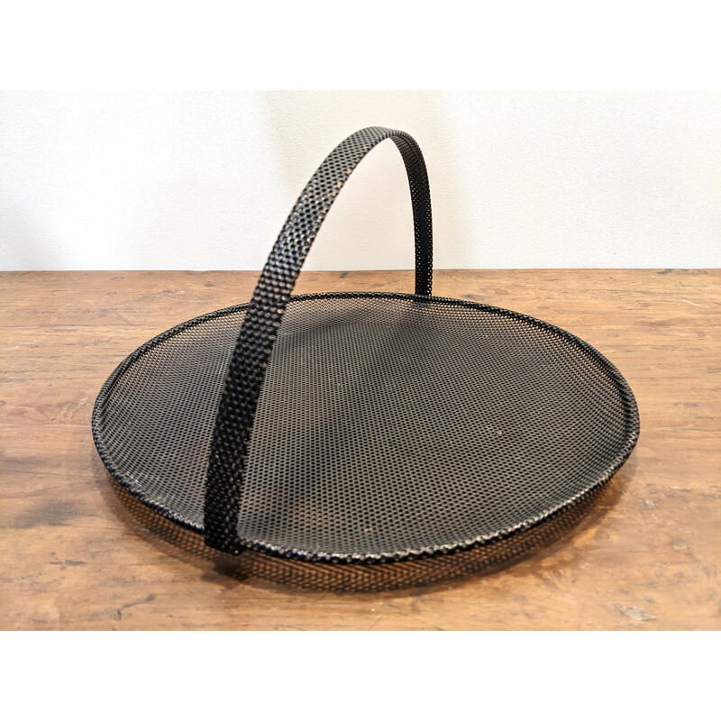 Cesto vintage em metal preto de Mathieu Mategot, 1950-1960