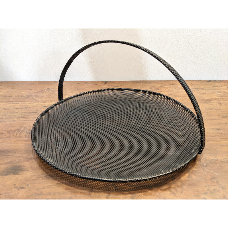 Vintage zwart metalen mand van Mathieu Mategot, 1950-1960