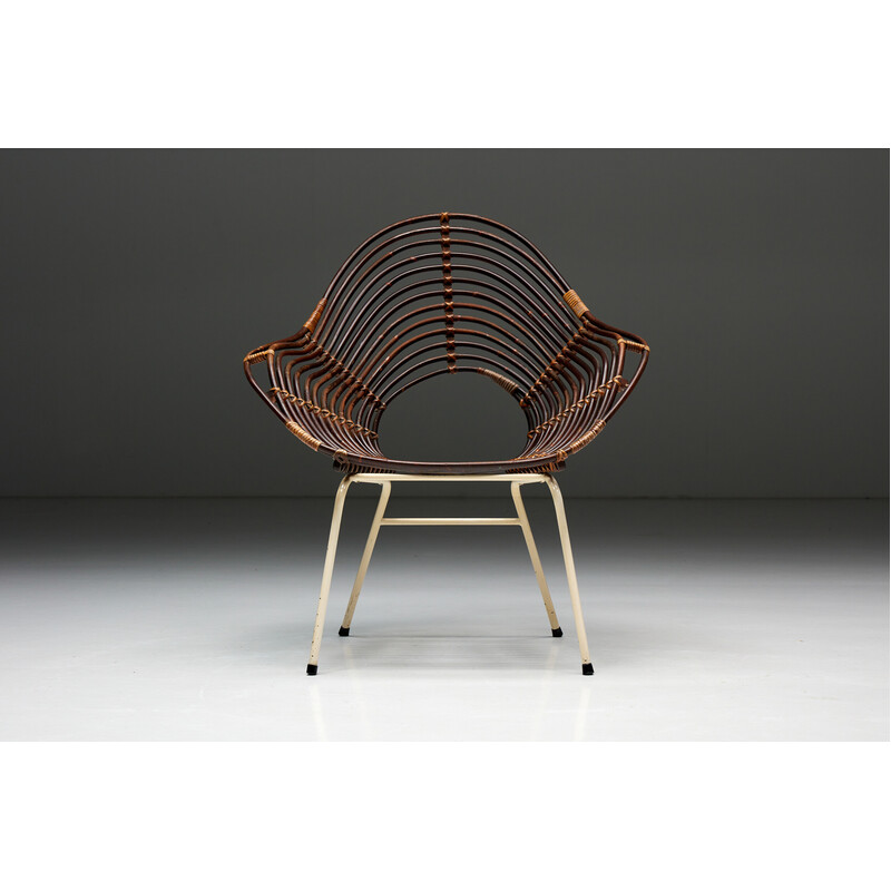 Vintage rattan chair by H. Broekhuizen for Rohé Noordwolde, Netherlands 1960s