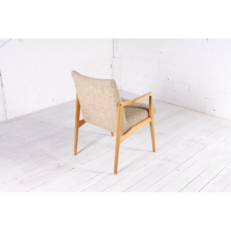 Easy-chair in cherrywood and wool - 1950s