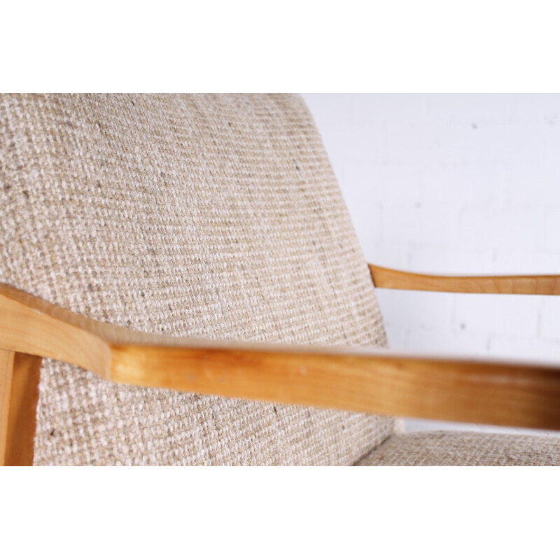 Easy-chair in cherrywood and wool - 1950s