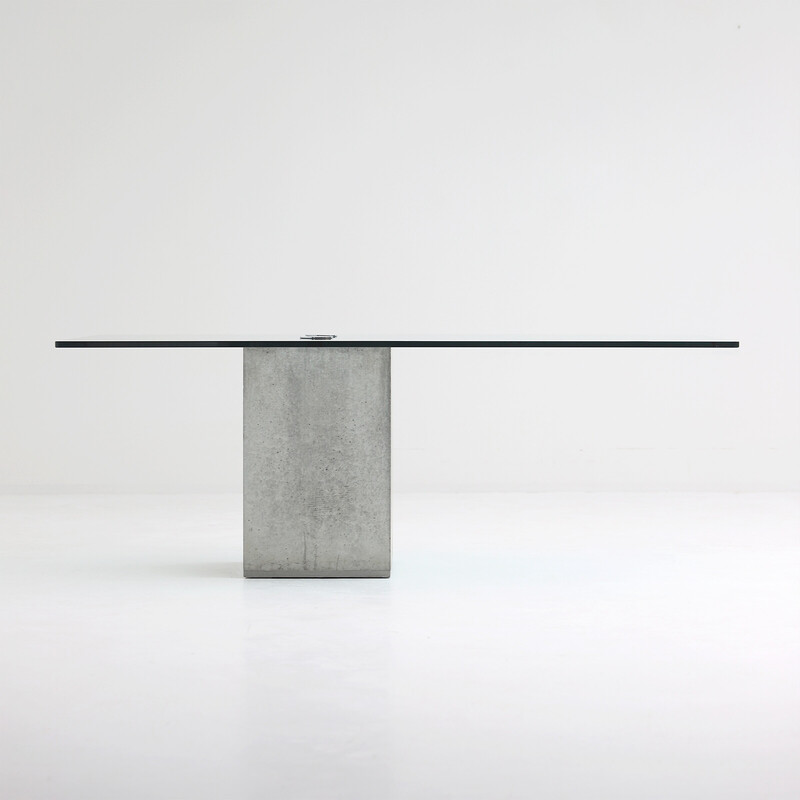 Vintage Sapo dining table in concrete and glass by Saporiti, Italy 1972
