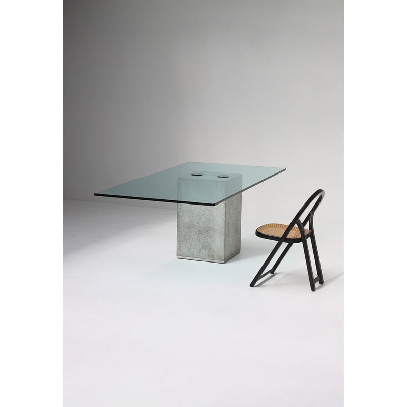 Vintage Sapo dining table in concrete and glass by Saporiti, Italy 1972