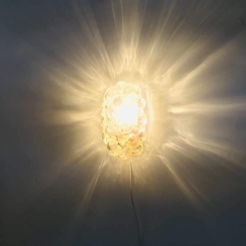 Lampada da parete in vetro a bolle d'aria vintage di Helena Tynell per Limburg, Germania 1960