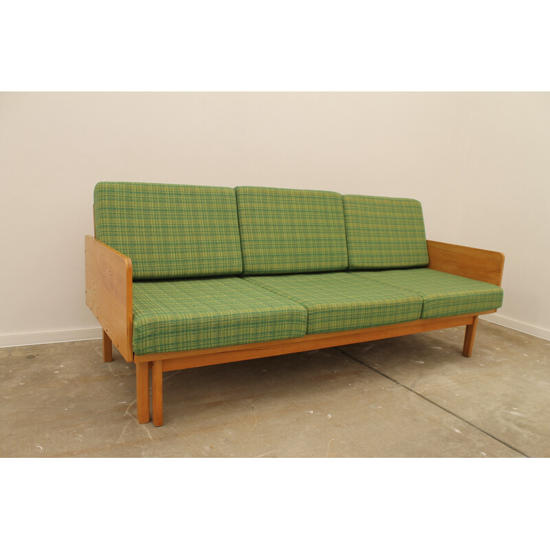 Vintage beechwood sofa bed by Jitona, Czechoslovakia 1970