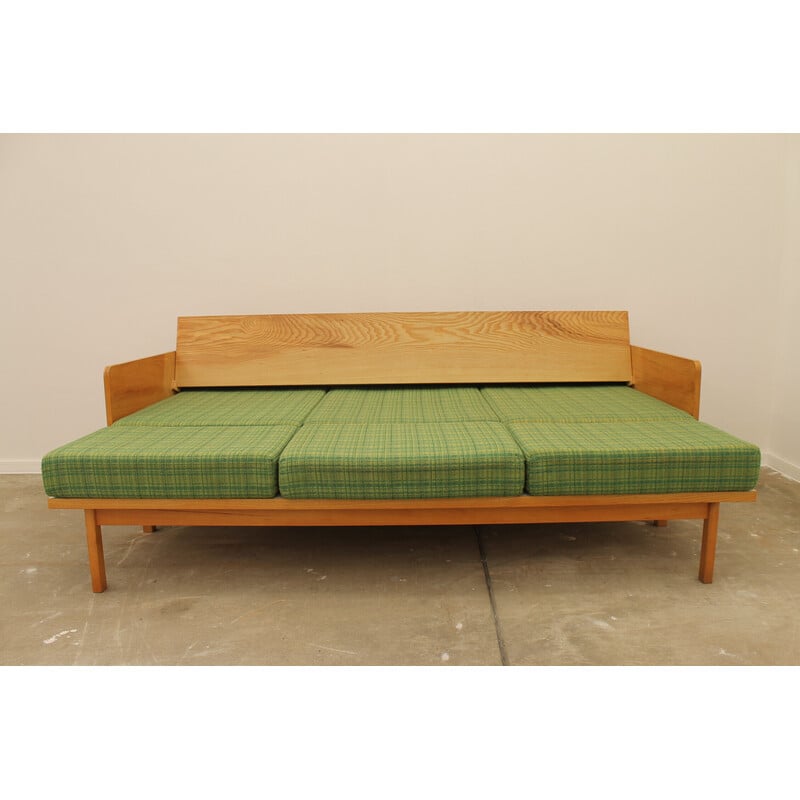 Vintage beechwood sofa bed by Jitona, Czechoslovakia 1970