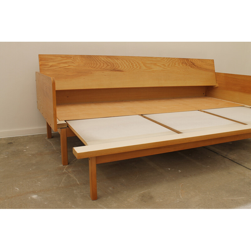 Vintage beechwood sofa bed by Jitona, Czechoslovakia 1970