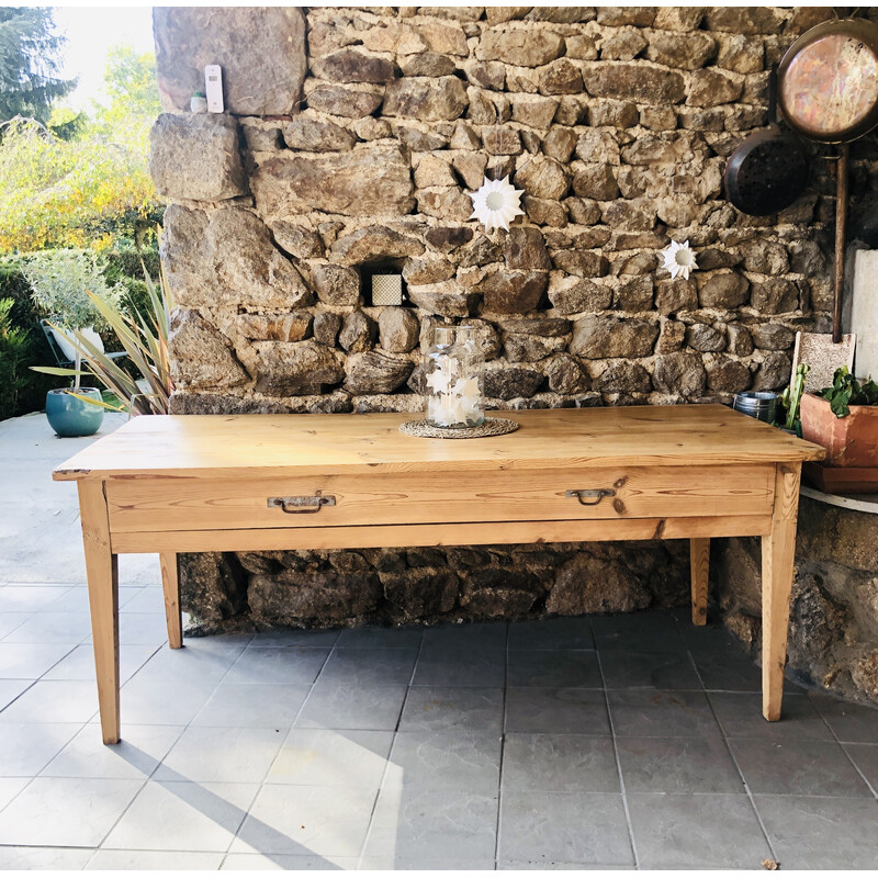 Vintage farm table with drawer