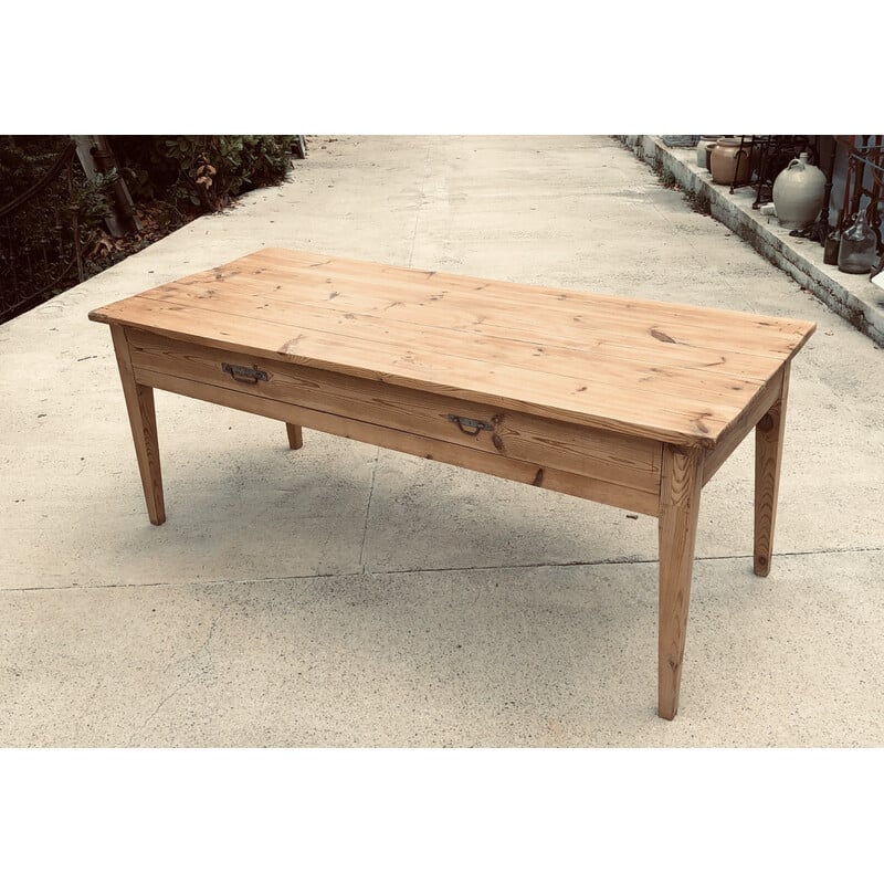 Vintage farm table with drawer