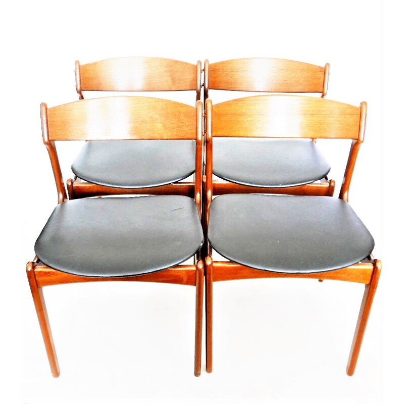 Lot de 4 chaises d' Erik BUCH en teck - 1950