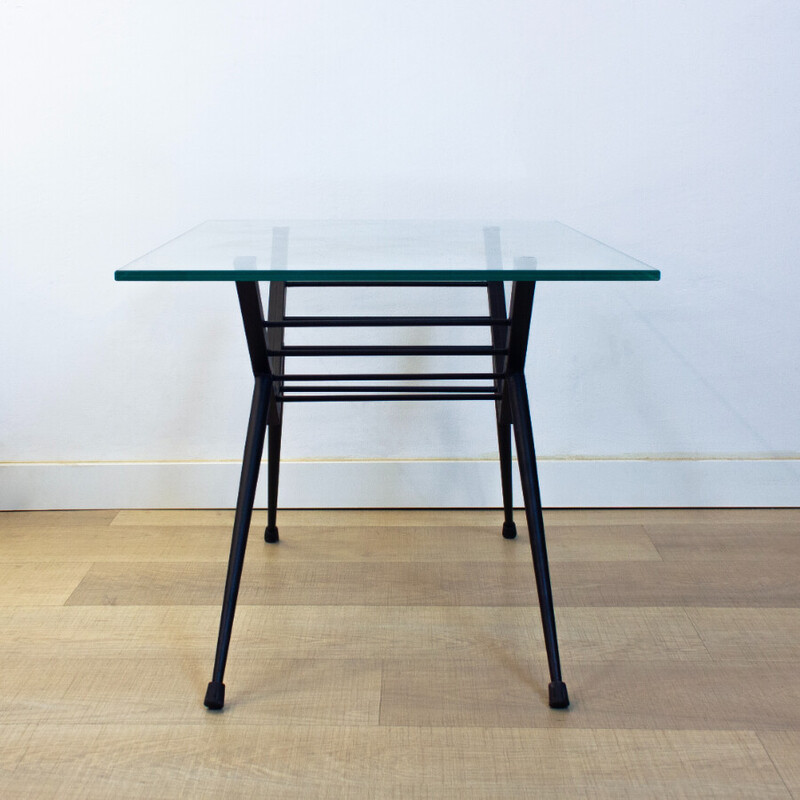 Vintage metal and glass coffee table, Spain 1970