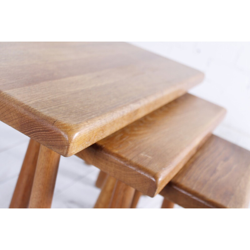 Set of 3 nesting tables in oak - 1950s