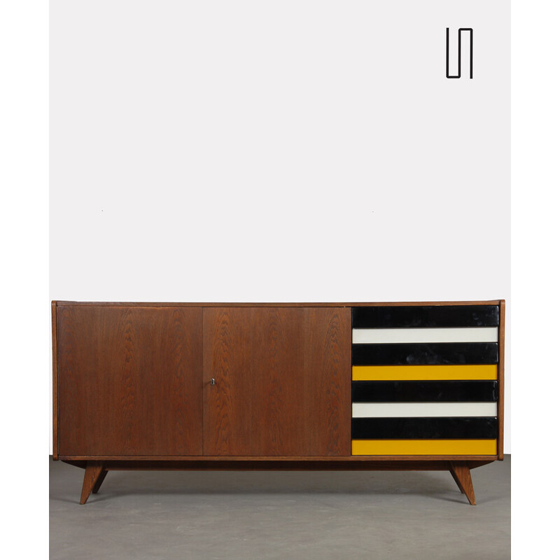 Vintage U-460 oakwood sideboard by Jiroutek for Interier Praha, 1960