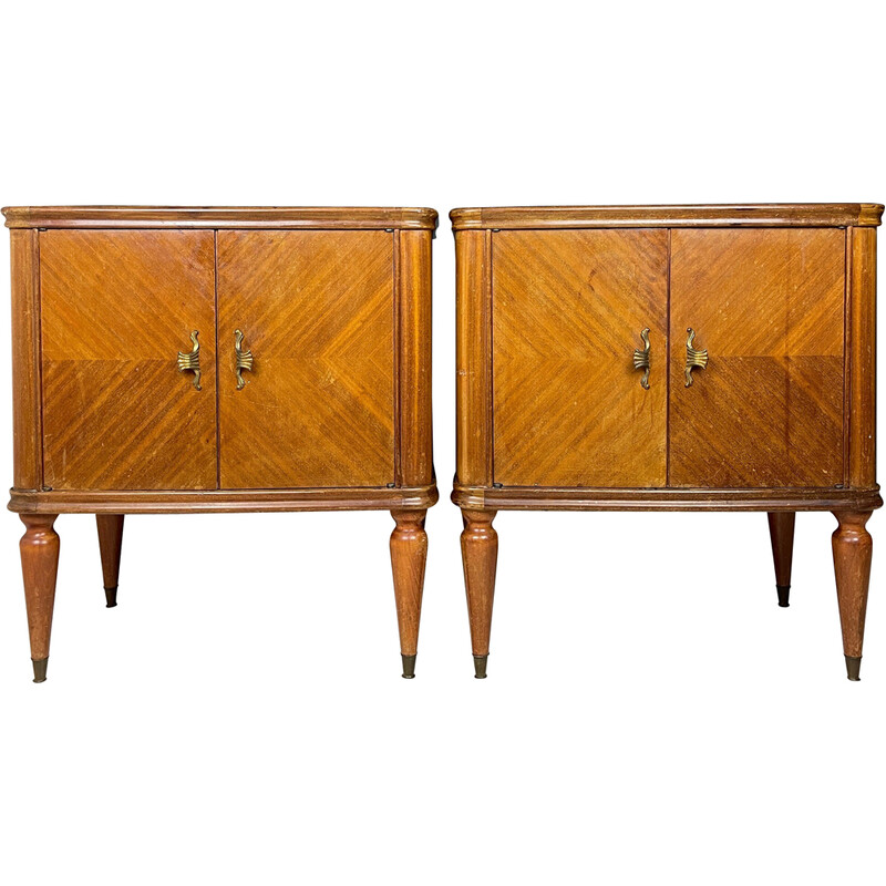 Pair of vintage wood night stands, Italy 1950s