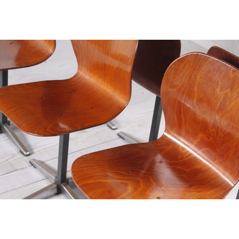 Set de 6 chaises en contreplaqué et en métal - 1960