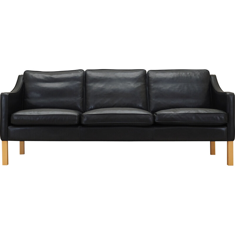 Vintage Danish black leather sofa by Hurup Møbelfabrik, 1970s