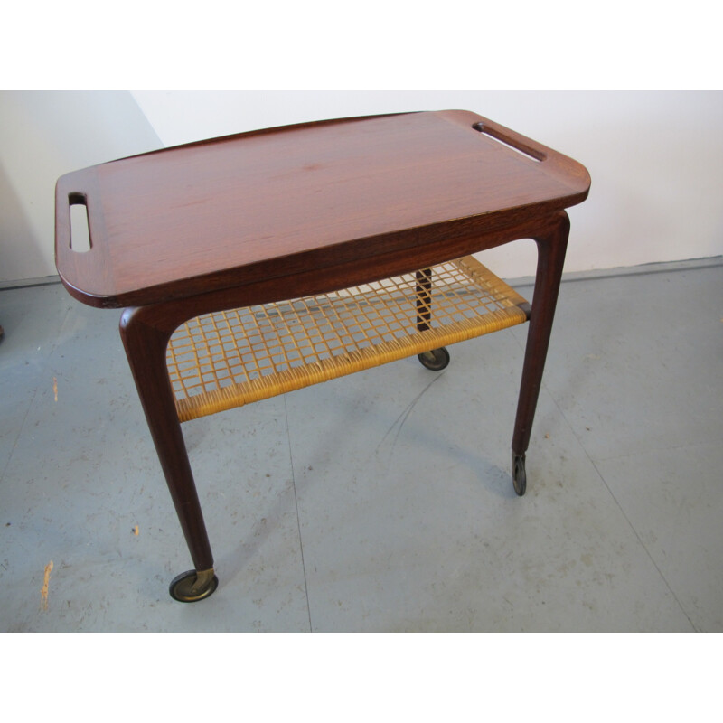 Mid-Century Danish rolling teak side table - 1960s