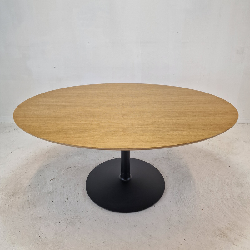 Vintage oval oakwood dining table by Pierre Paulin for Artifort, 1960