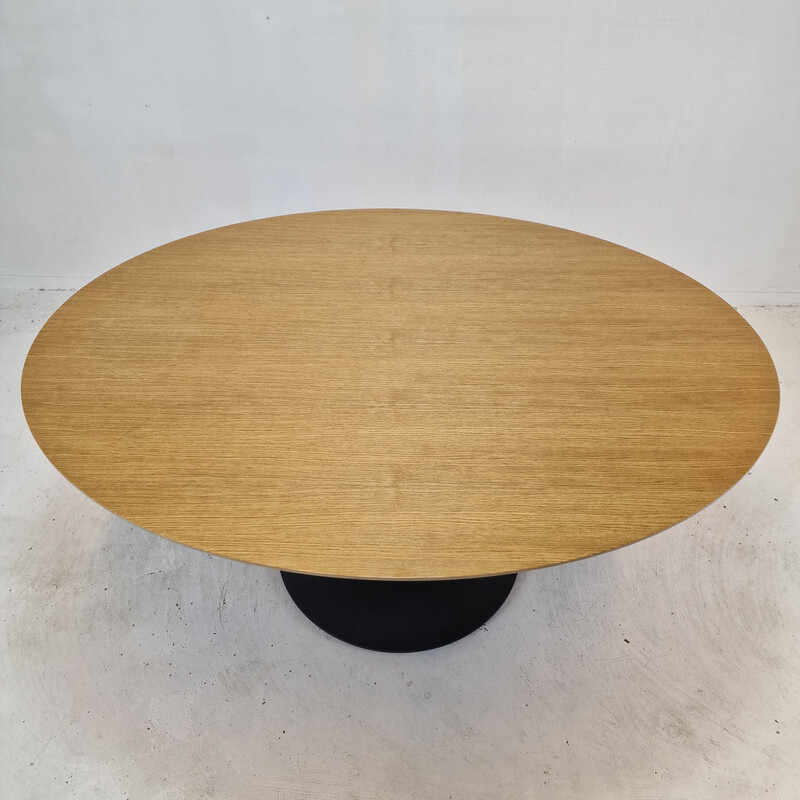 Vintage oval oakwood dining table by Pierre Paulin for Artifort, 1960