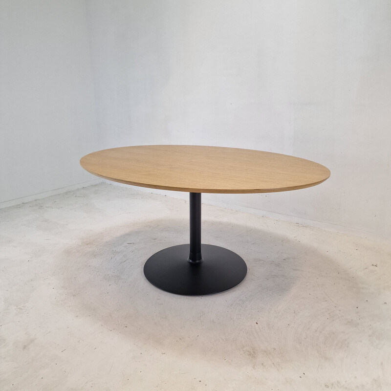 Table vintage ovale en chêne par Pierre Paulin pour Artifort, 1960